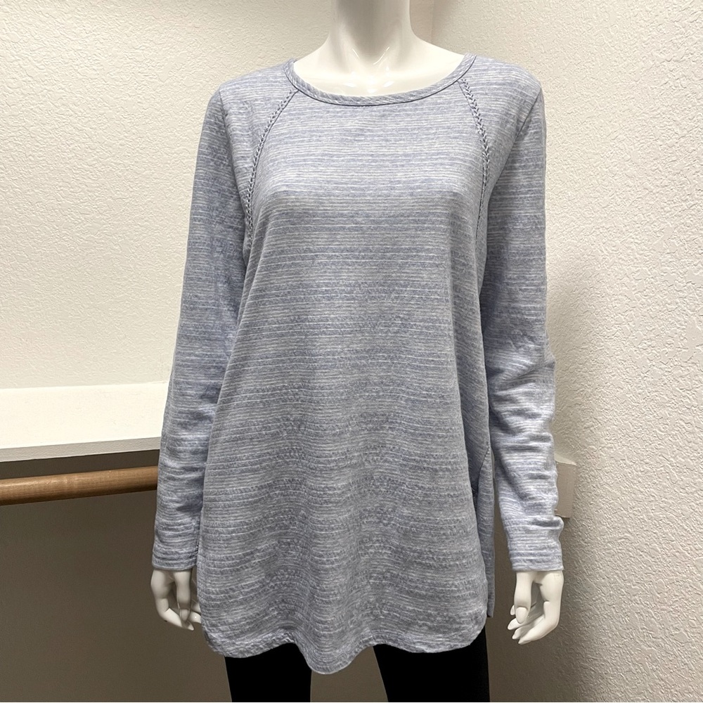 Soft Surroundings Rayelle Long Sleeve Blue & White Striped Top Sz L